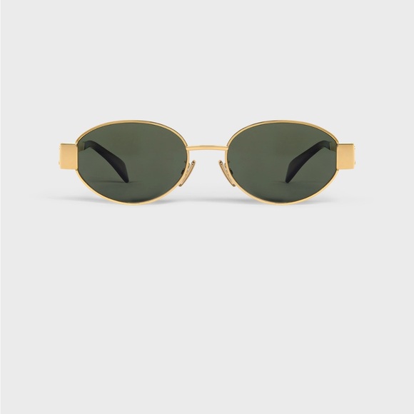 Celine CL40235U Triomphe Gold Metal Frame Green Lenses Sunglasses - Picture 3 of 5